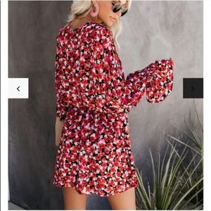 Vici Red Floral Flowy Mini Dress